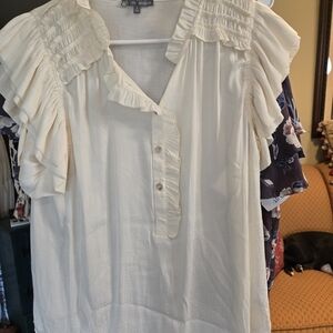 Cream Ruffled Blouse
